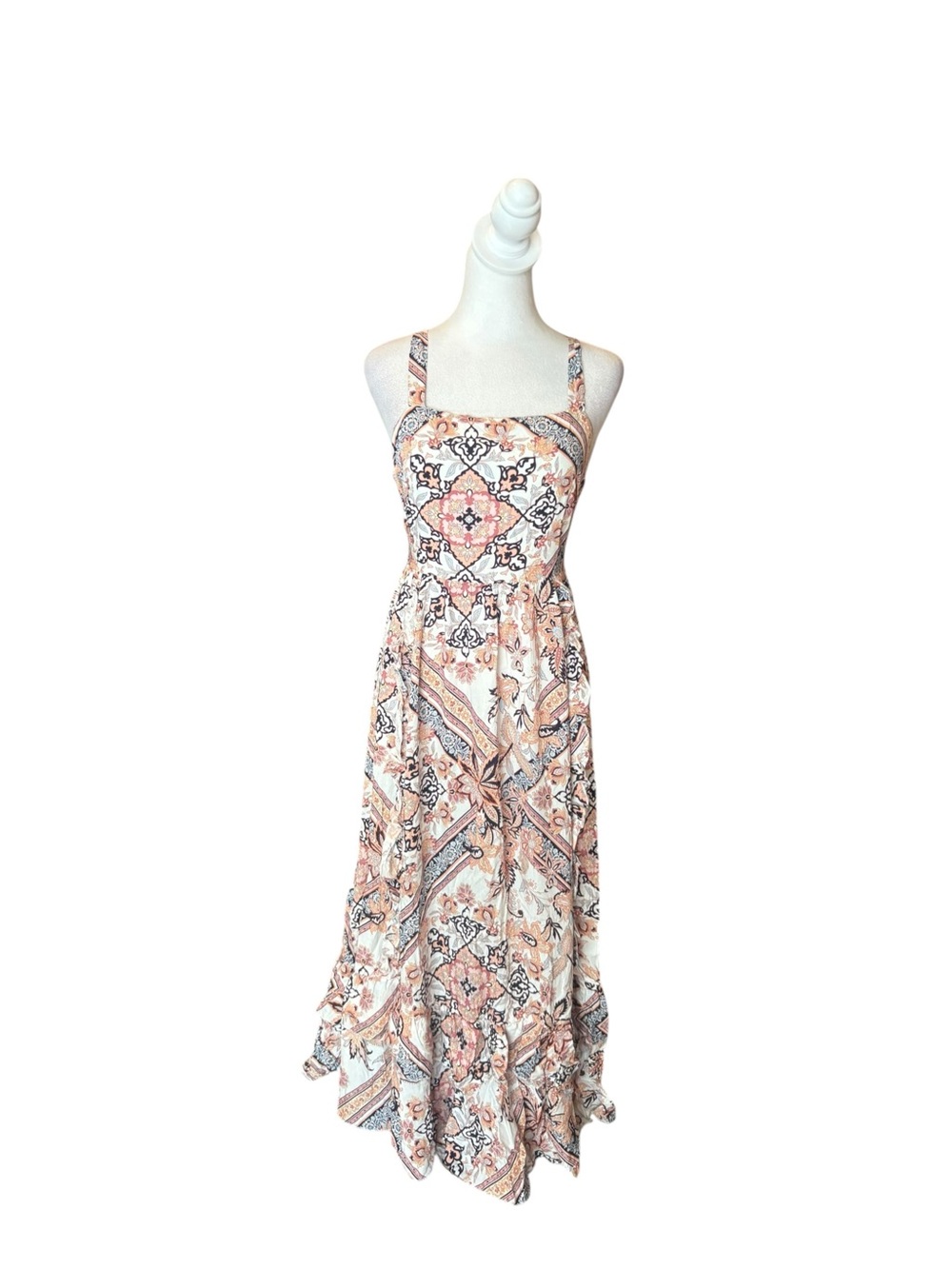 Abel the Label Anthropologie Marrakech Pastel Zodiac Maxi Dress Tie Back Size XS